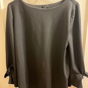 Womens Black Long-Sleeve Bow Cuff Top